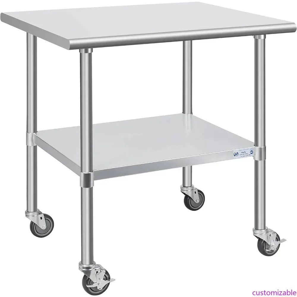 

Популярный рабочий стол из нержавеющей стали с сертификатом NSF, усиленный, 30 x 36, с колесиками и нижней полкой