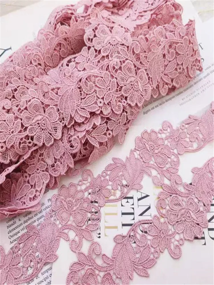 18Yards 5cm Width Shiny Pink Hollow Flower  Venise Diy Venice Lace Clothing Accessories Of Various Garment,Bra.Skirt