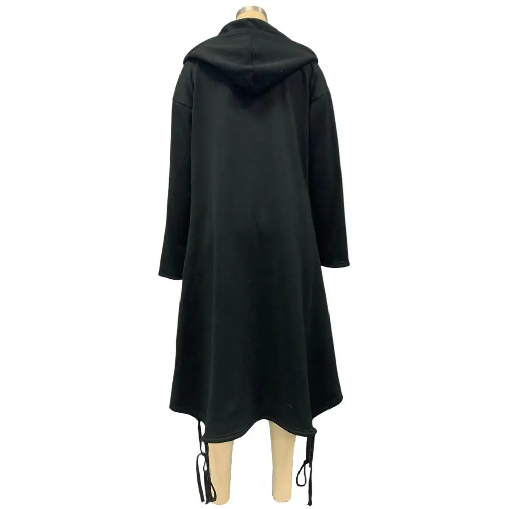 Zip-up Jackets Women’s Long Hooded Jacket for Fall Winter Oversized Zip-up Coat Solid Color Tunic Hoodie Top with Pockets Fall