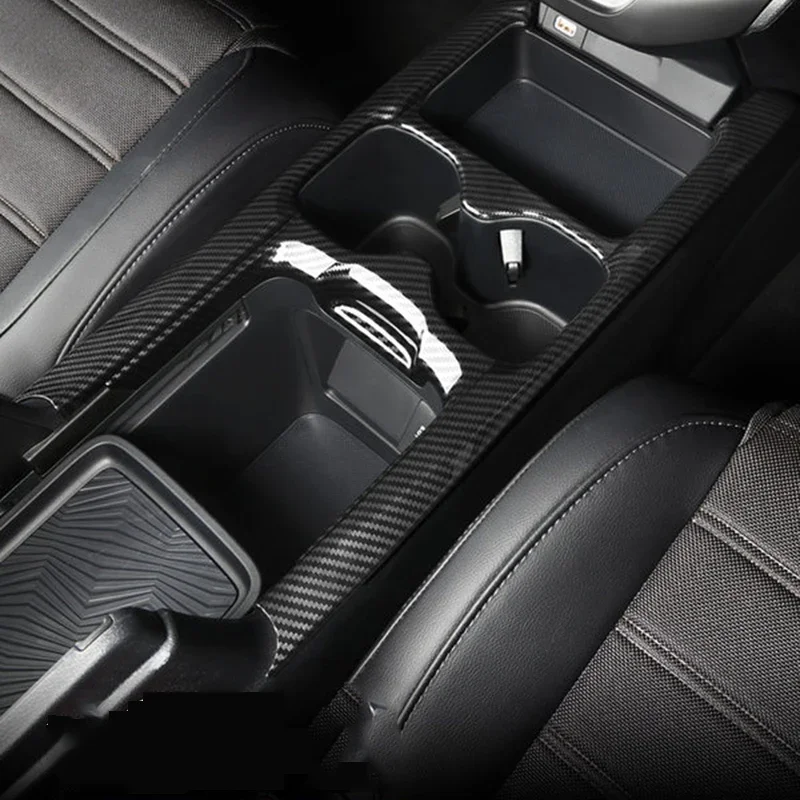 For Honda CRV CR-V 2021 2022 5th ABS Carbon Hybrid Car Front Row Water Cup Holder Panel Decoration Cover Frame Trim Accessories view 3