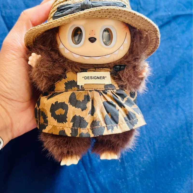 Ropa para muñeca Labubu, accesorios para muñeca Labubu V1 V2 de 15-17cm y ropa de vestido con estampado de leopardo de muñeca de algodón de 10cm