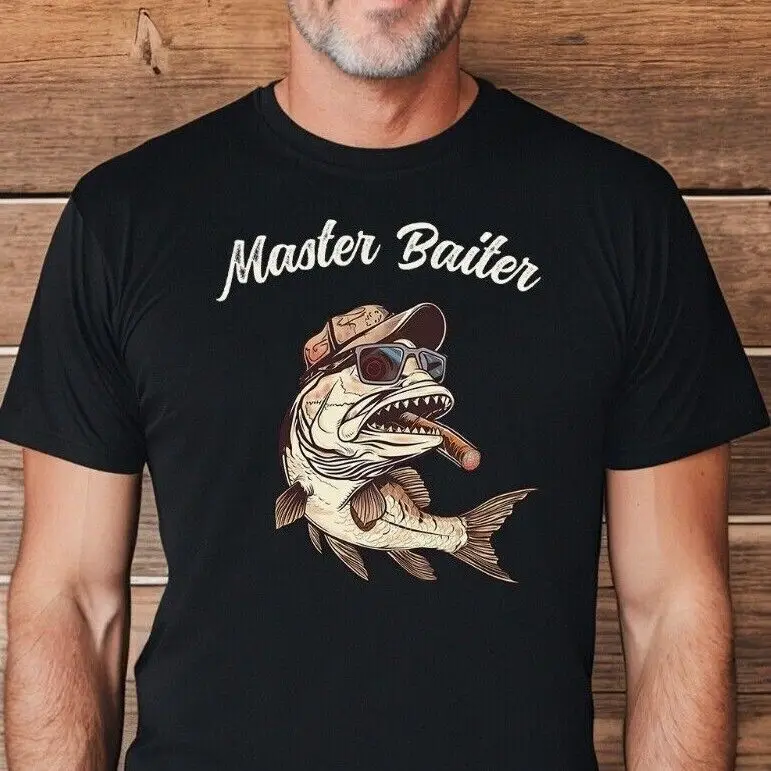 Master Baiter T Shirt Funny Bass Fishing Offensive Dirty Men Saying Sex Slogan