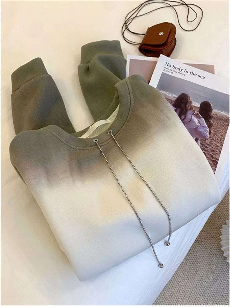 Bluza z kapturem w stylu retro tie-dye, luźny krój, uniwersalna odzież uliczna, casualowy top dla kobiet i mężczyzn.