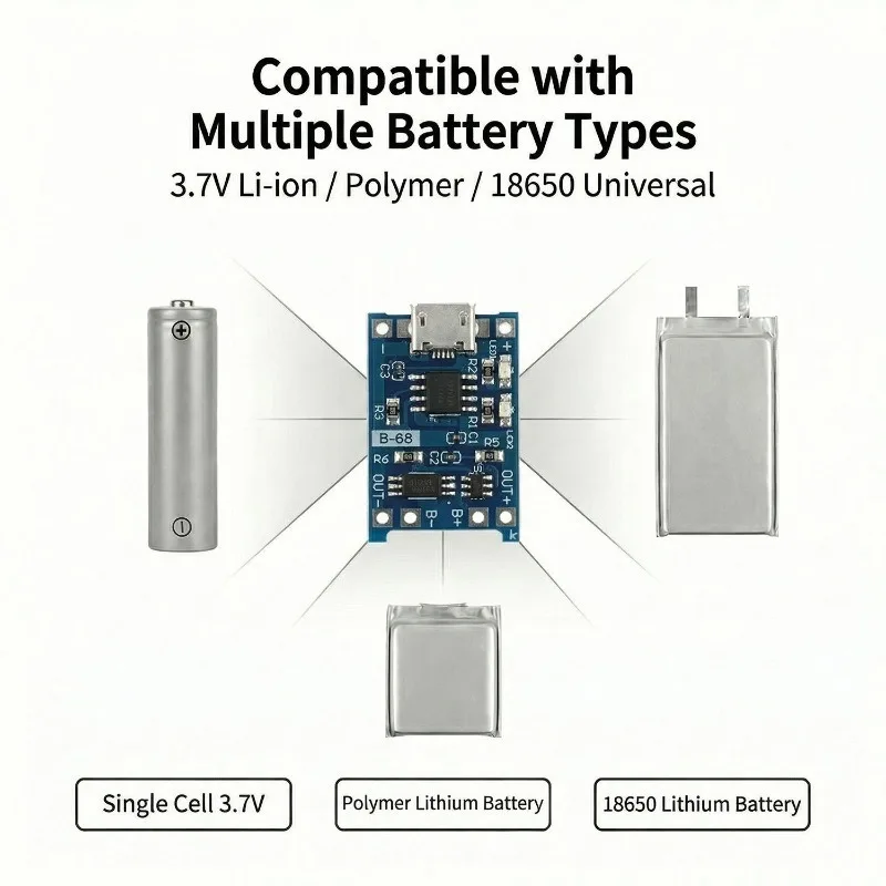 5V 3A Micro/Type-c/Mini 18650 TP4056 Lithium Battery Charger Module Charging Board with Protection Dual Functions Li-ion 1/5PCS view 6
