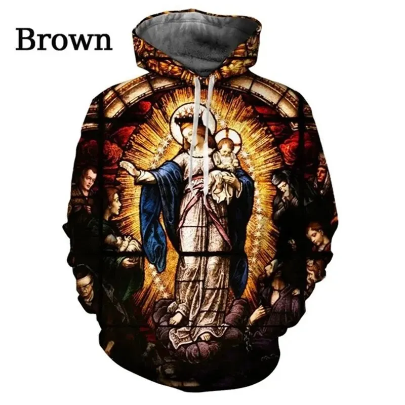 

3D Print Hoodies Blessed Virgin Mary&Jesus Faith Love Hope Hoodie For Men Women Long Sleeve Pullovers Sweatshirt Ropa Hombre