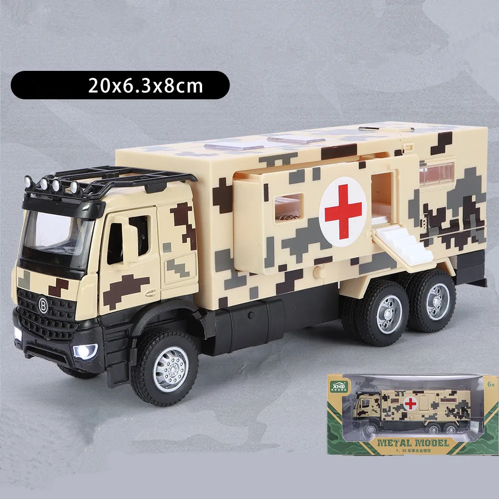 1: 35 合金プルバック救助医療車両モデル、軍用救急車のおもちゃ、模擬音と軽自動車のおもちゃ、卸売