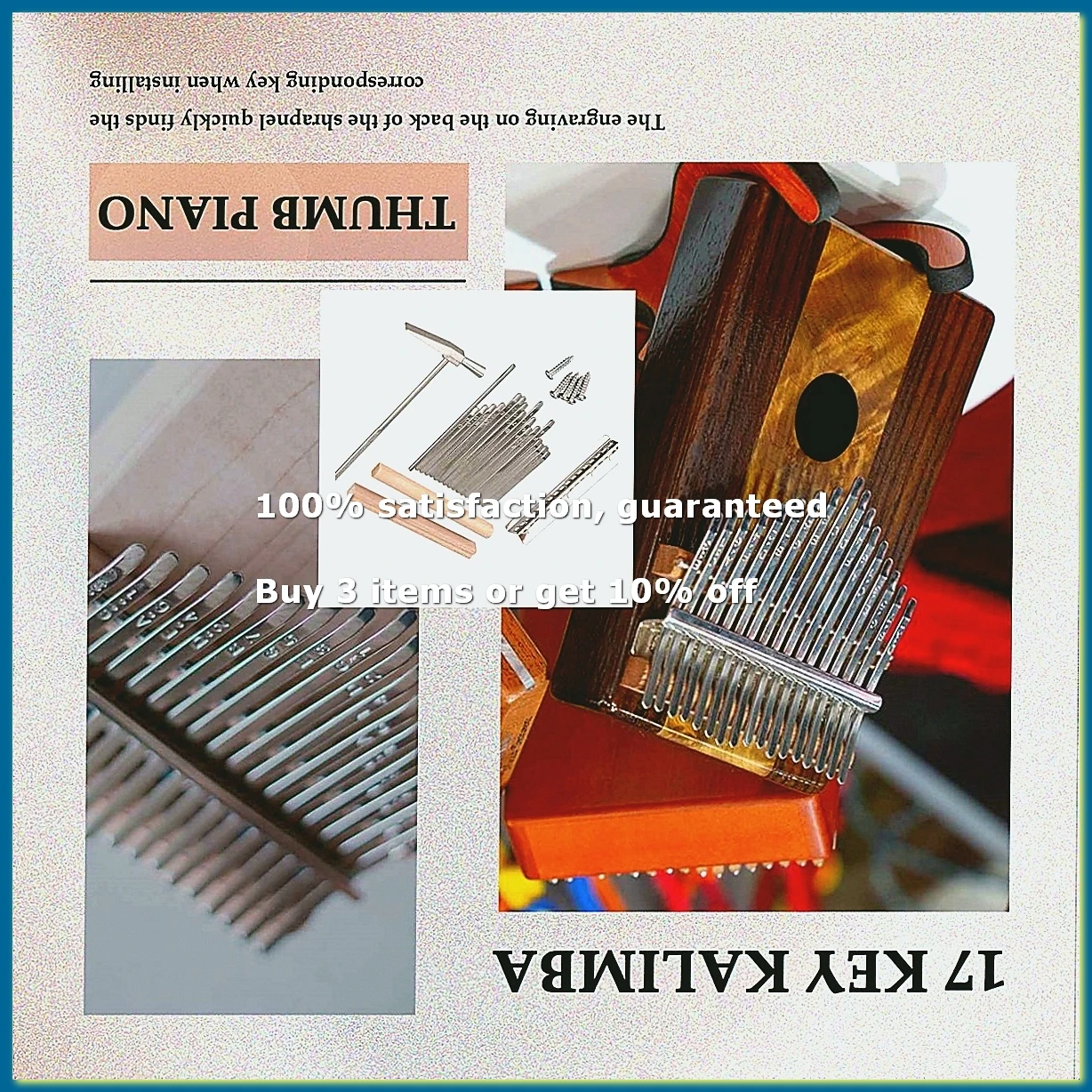 17 Keys Kalimba Thumb Finger Piano DIY Keys+Bridge+Tuning Hammer Kit Musical Instrument Part Accessories-A10G