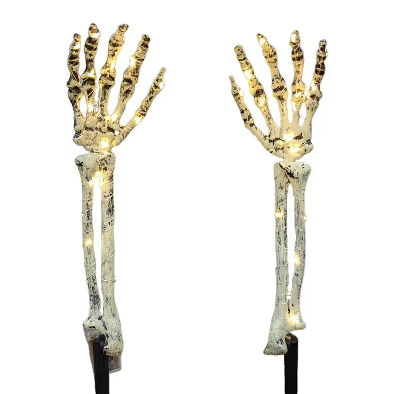 Halloween Skull Skeleton Head Realistic Human Hand Arms for Halloween Party Home Garden Lawn Decor Haunted House Horror Props