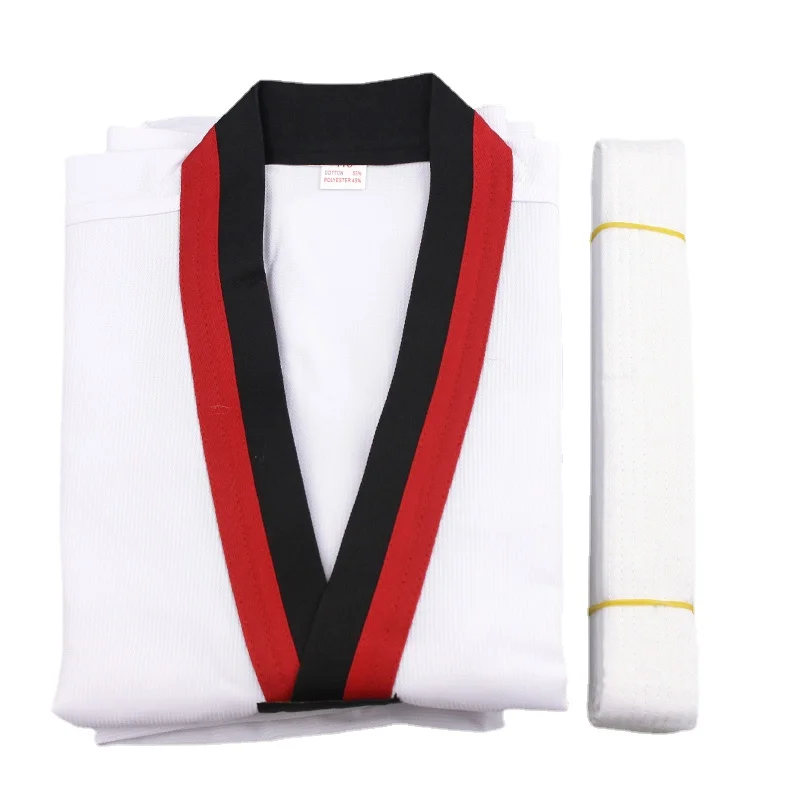 New White Taekwondo Uniforms WTF Karate Judo Dobok Clothes Children Adult Unisex Half Sleeve Gi Uniform TKD Costumes Clothing