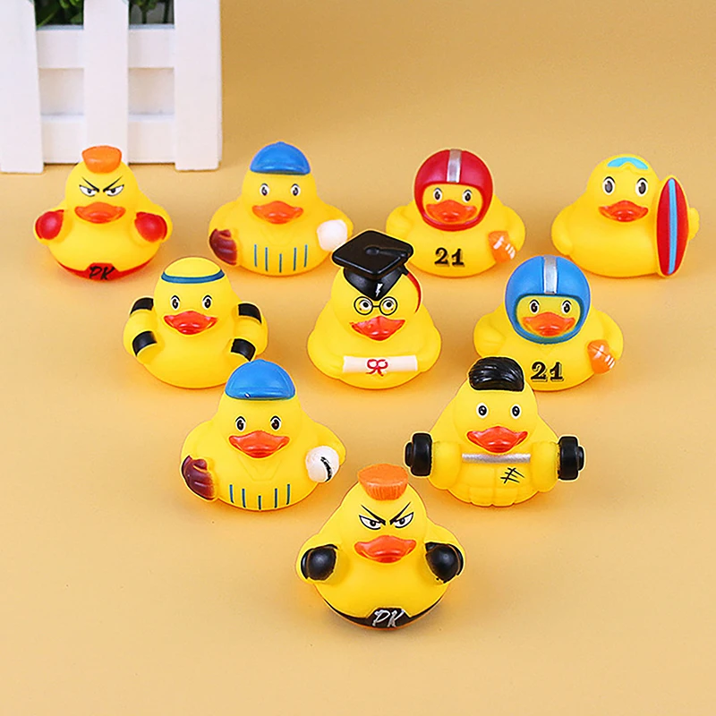 Creative Cute Sports Duck Toys Baby Bath Toys Rubber Ducks Summer Beach Pool Activity Floating Ducks Children Birthday Gifts