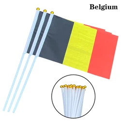 EOODLOVE 14 * 21cm Belgium Handheld Plastic Stick Flag Outdoor Celebration Event Belgium Small Size Flag
