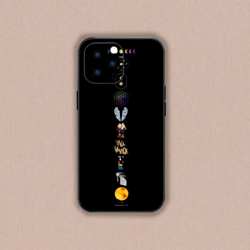 Moon Music Coldplay Band Phone Case For iPhone Mini 11 12 13 14 15 Plus Pro Max XR XS Black Shell