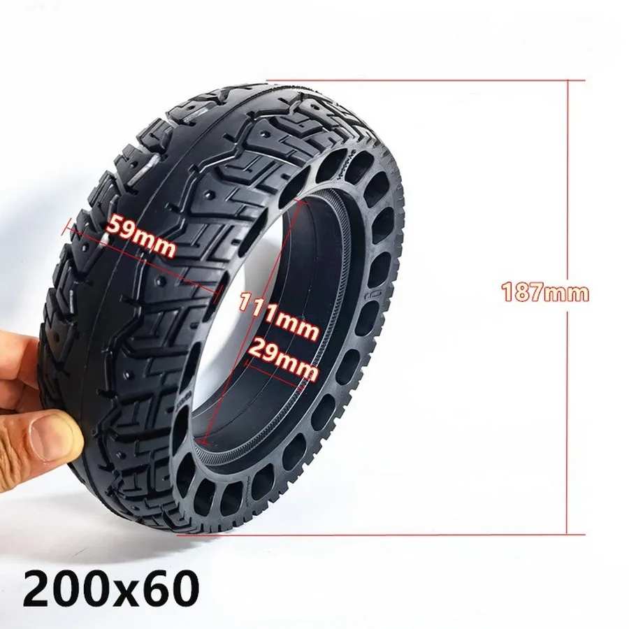 200x60 Solid Tire High Elastic Force 8 Inch Widened Honeycomb Tyre For Electric Scooter Rear Motor Wheel Modified 200*60