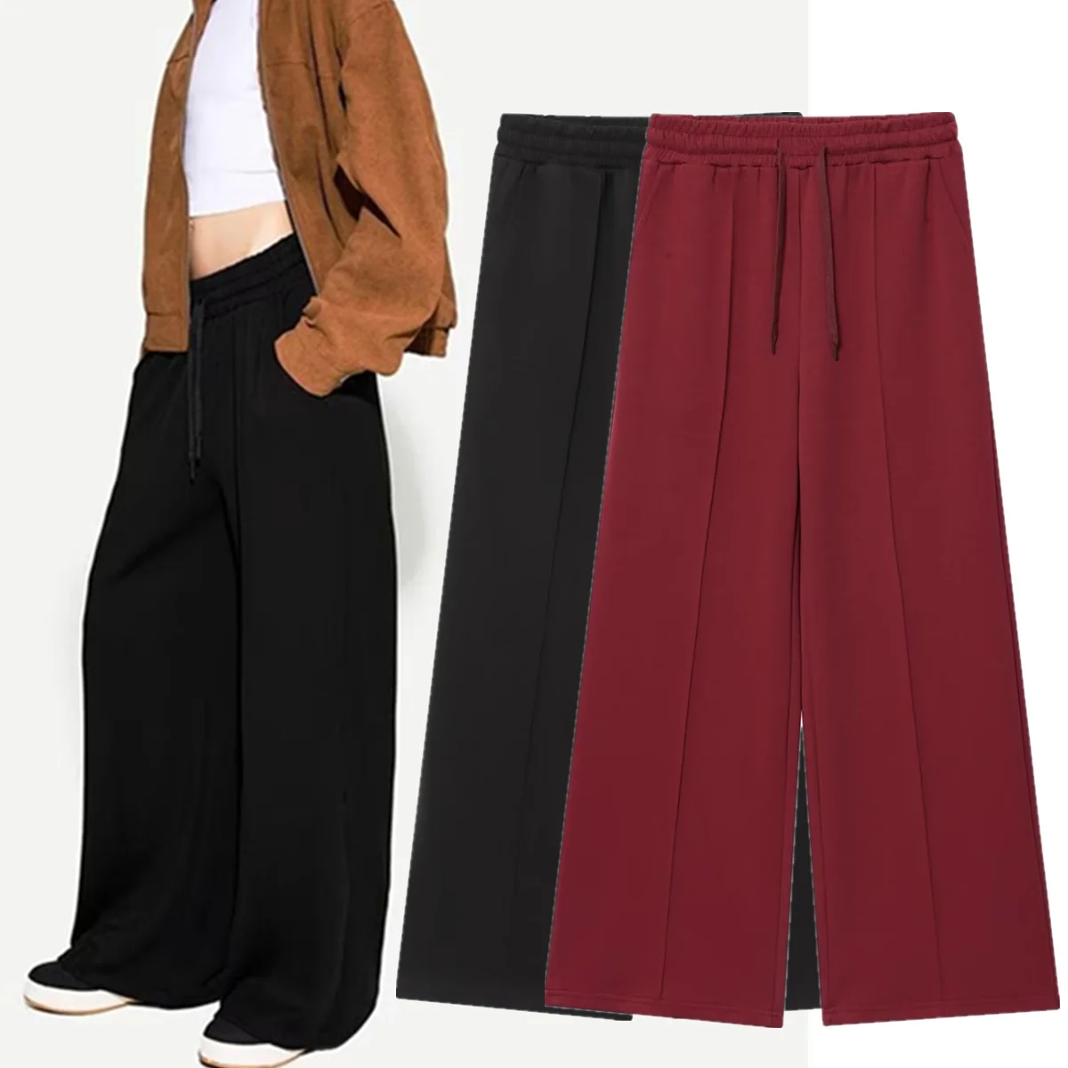 

Jenny&Dave 2026 Spring Harem Pants Fashion Girls Women's Pants Solid Knitted Wide Leg Pants Casual Trousers Woman Clothes