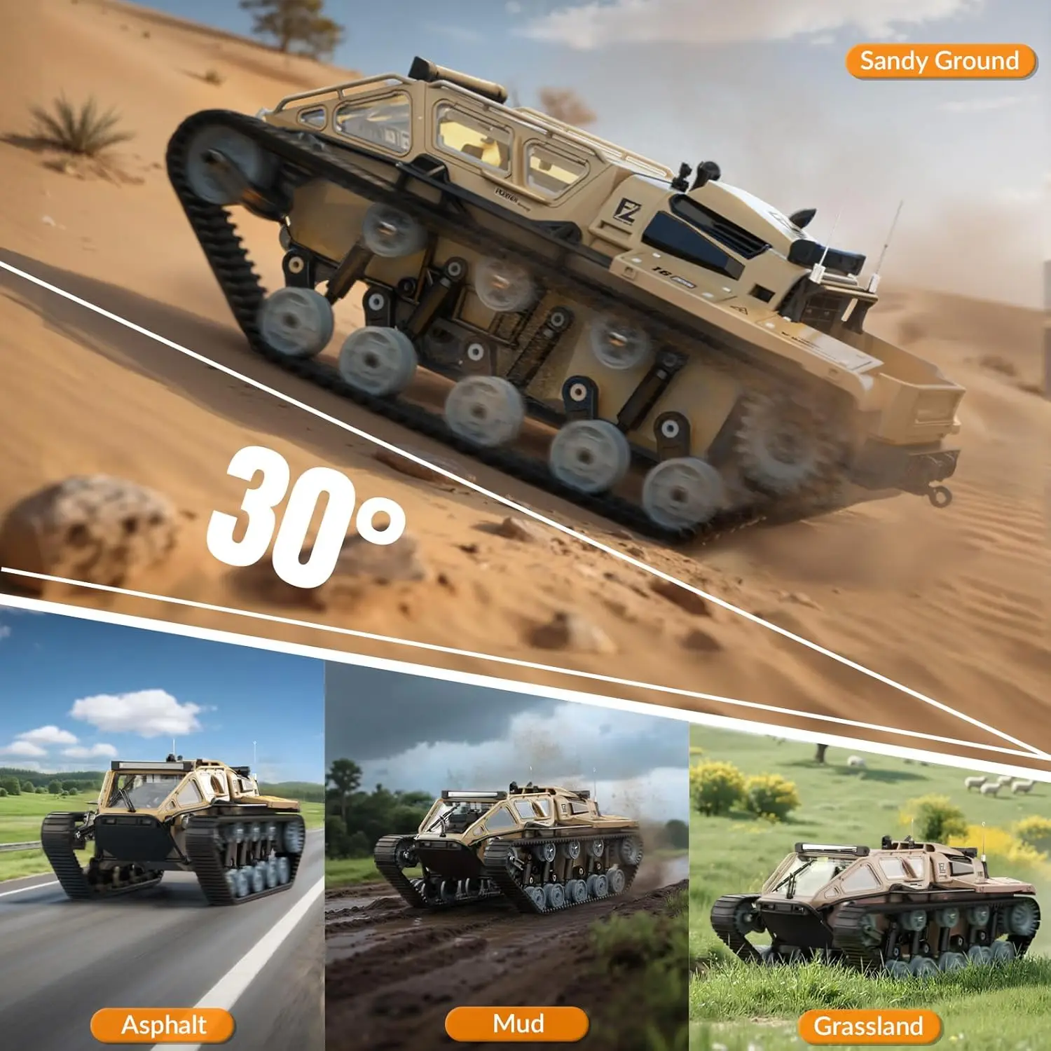 1:16 RC Tank Remote Control Tank Off-Road RC Truck 4WD RC Crawler 360°Rotating Drifting Car with  Batteries