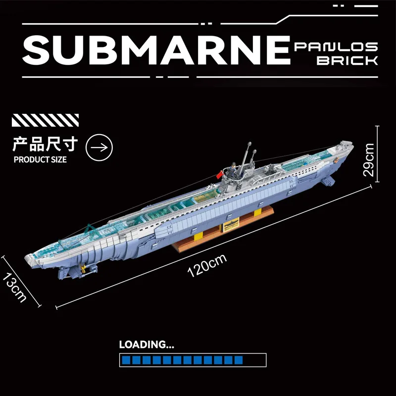 IN STOCK German U-boat Building Blocks Model MOC Military Submarine Weapon Bricks Construction Set for Boys Children Toy Gift