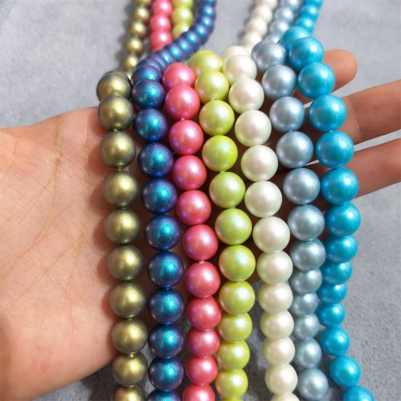 Illusion Pearl Glass beads Imitation shell pearl 6-10mm Beaded Loose Beads handmade DIY Jewelry Bracelet Necklace Accessories