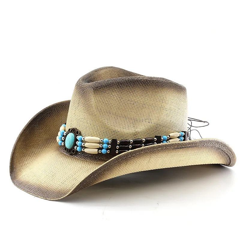 

New summer Manual straw weaving fedoras For men personality western cowboy hat breathable traveling Beach straw hat women's hats