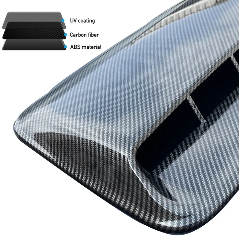 33cm side Hood Air Flow Intake Cover + 40cm Hood Scoop Bonnet Vent cover Sticker Car Decorative Universal fit any FLAT Hood Car