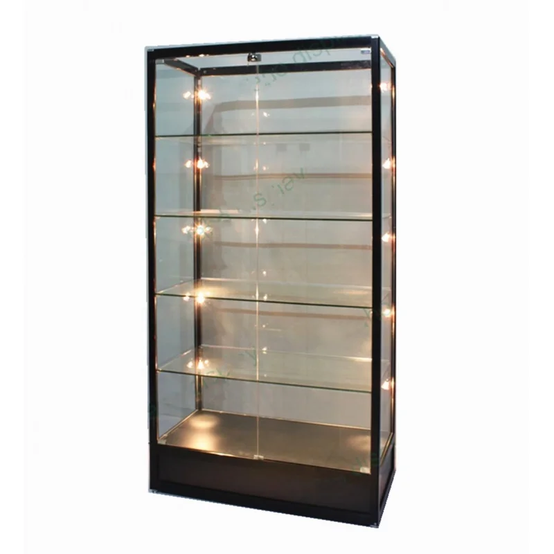 Présentoir en verre à cadre en aluminium personnalisé, vitrine de magasin de détail, vitrine de magasin de fumée, armoire d'affichage à LED, 6 pieds de haut