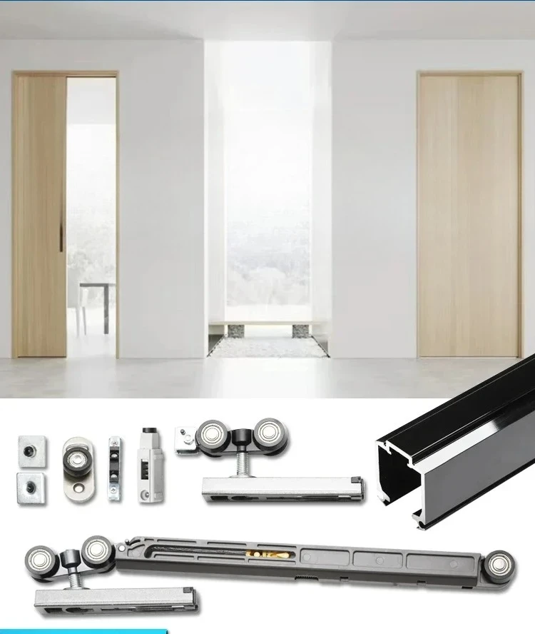 

For Push Type Hidden Pocket Door Slide Rail Trolley Sliding Door Track One-way Buffer Damping Door Complete Set of Accessories