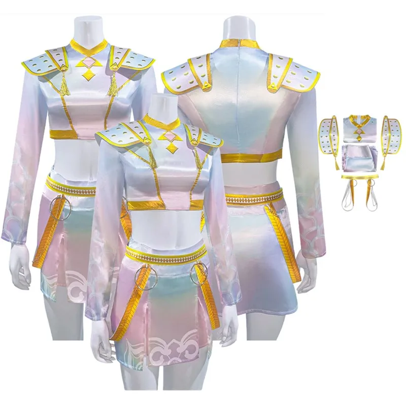 

Костюм для косплея Hunters Zoey, мультфильм 2021, демоны, фантазия, топ для девочек, юбка, наряды с поясом, маскировка на Хэллоуин, карнавальный костюм для вечеринки