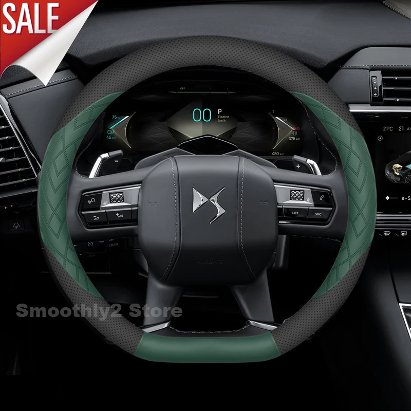 Leather Car Steering Wheel Cover For DS3 DS4 DS5 DS7 Crossback DS9 DS Nº8 DS8 Non-slip Auto Steering Wheel interior Accessories 6