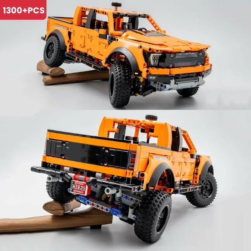 New 1300+PCS Educational Building Blocks F-150 Pickup Truck Racing MOC Technology Building Blocks Model Car Brick Toys Kids Gift