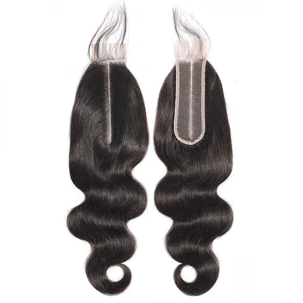 22 Inch Body Wave Kant Sluiting 2X6 Kant Deel Voorgeplukt Met Baby Haar Rauw Indian Haar Natuurlijke Kleur Weven Haar