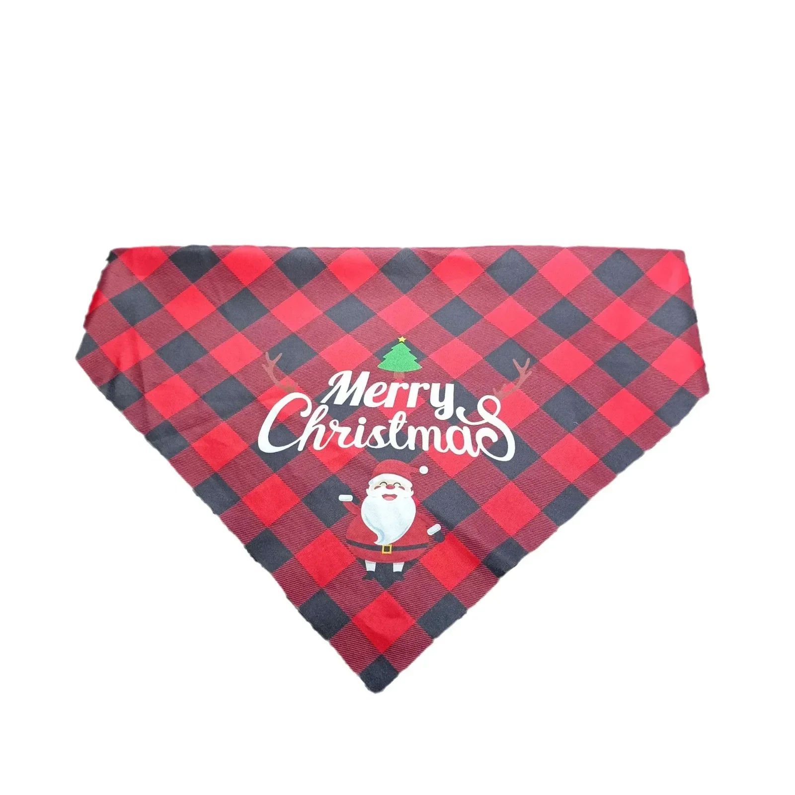 Christmas Pet Triangle Scarf Checkered Dog Cat Drool Scarf Printed Pet Scarf