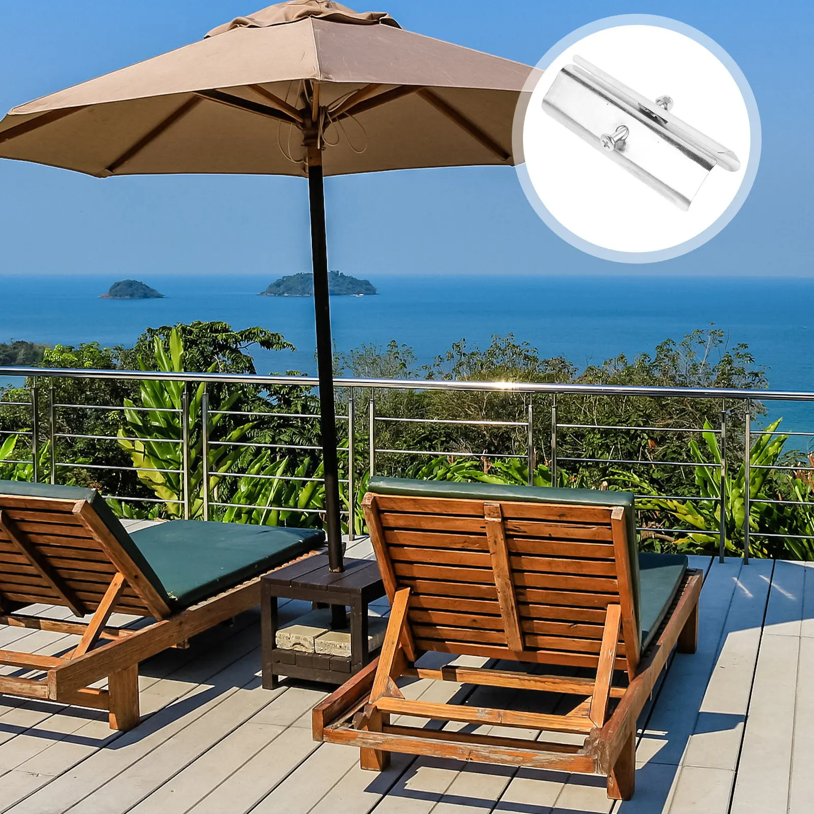 8Pcs Oval Patio Umbrella Pole Reinforcement Bracket Heavy Duty Repair Replacement Kit for Market Cantilever Offset Outdoor