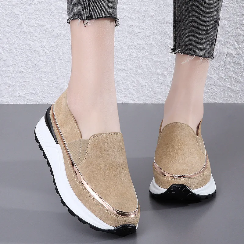 2024 Fashion Women Shoes Platform Shoes Leather Suede Plush Slip on Sneakers Tassel Fringe Loafers Moccasins Women Vintage Shoes