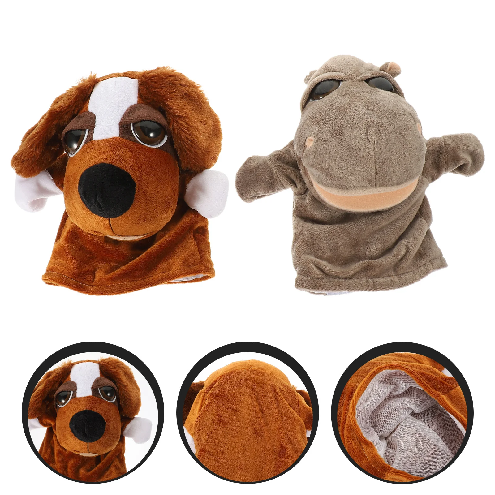 

2Pcs Animal Hand Puppet Soft Interactive Storytelling Role Play Educational Performance Prop Parent Child Activity
