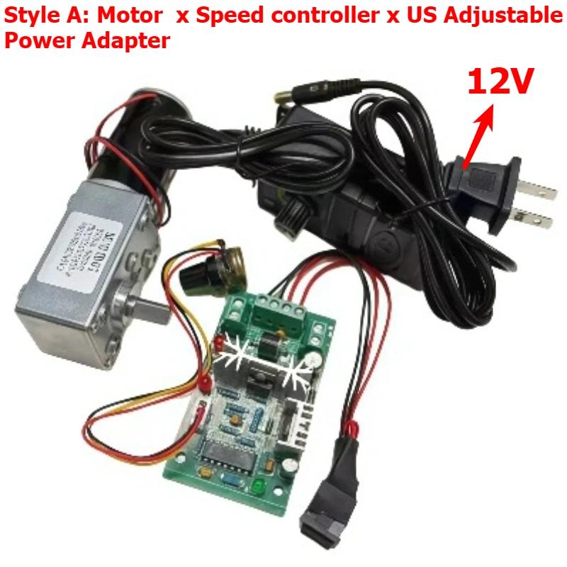 5840-31ZY Worm Gear Worm Reducer Motor - High Torque Self-Locking DC Motor with Speed Controller and Adjustable Power Adapter