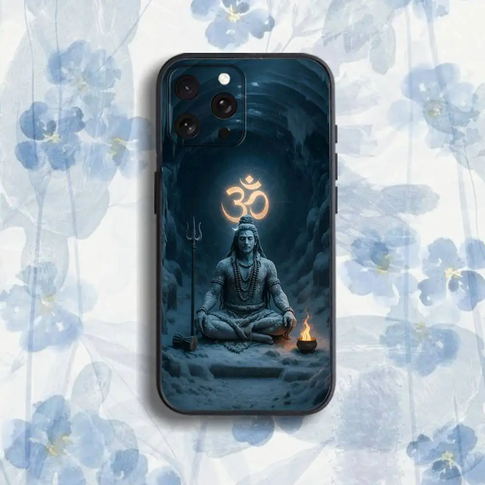 LordS Shiva M-Mahadev van telefoonhoesje voor iPhone 17,16,15,14,13,12,Pro,Max,Plus,E,SE4,Air,Mini zwarte softbox
