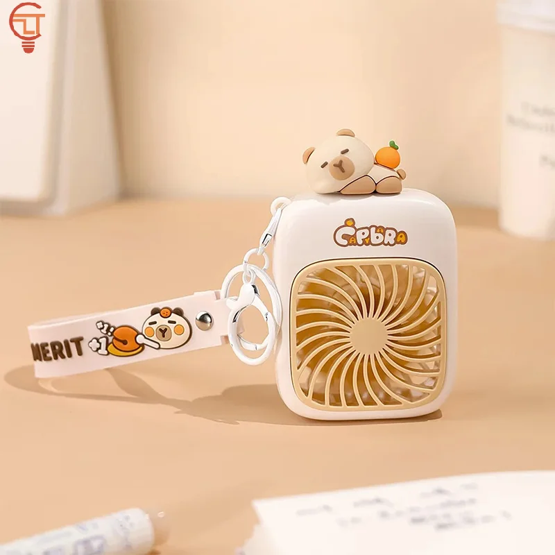 

2025 Cute Capybara Mini Portable Fan Handheld Small Fan Charging 3-speed Handheld Fan Suitable For Office Outdoor Travel