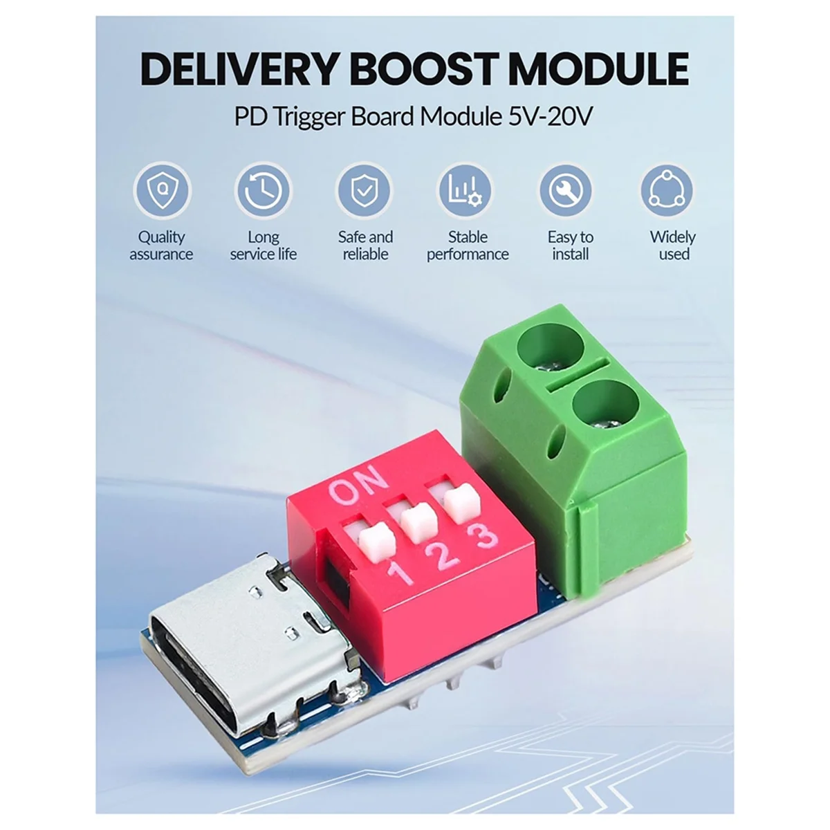 BAAQ USB-C PD Trigger Board Module PD/QC Decoy Fast Charging USB Type-C to 12V High Speed Charger Power Output Boost 12pcs