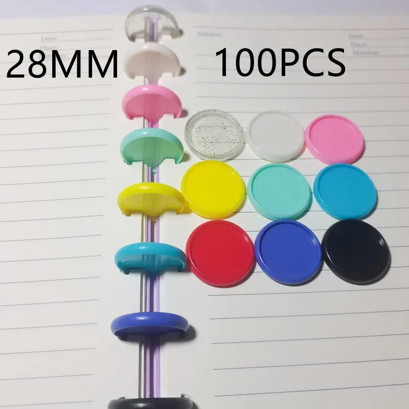 28MM 100PCS loose-leaf binder ring solid plastic mushroom hole disc loose-leaf button binding button plane ring disc binding