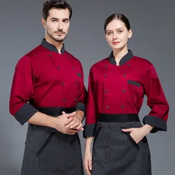 Overalls Men's Long Sleeve Autumn and Winter Dining Restaurant Rear Kitchen Clothes Cake Shop Baker Chef Uniform Wo