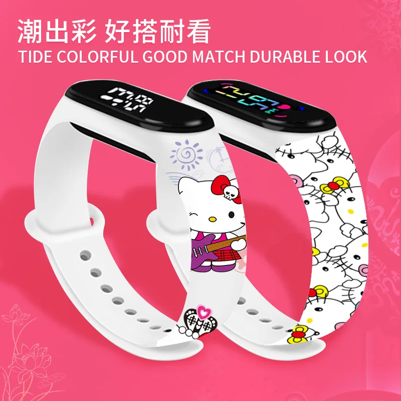 Opaska do zegarka Sanrio Hello Kitty dla Mi Band 7 6 5 4 3 bransoletka Xiaomi Mi Band 5 4 pasek wymienny sportowy pasek opaska na Mi Band 8