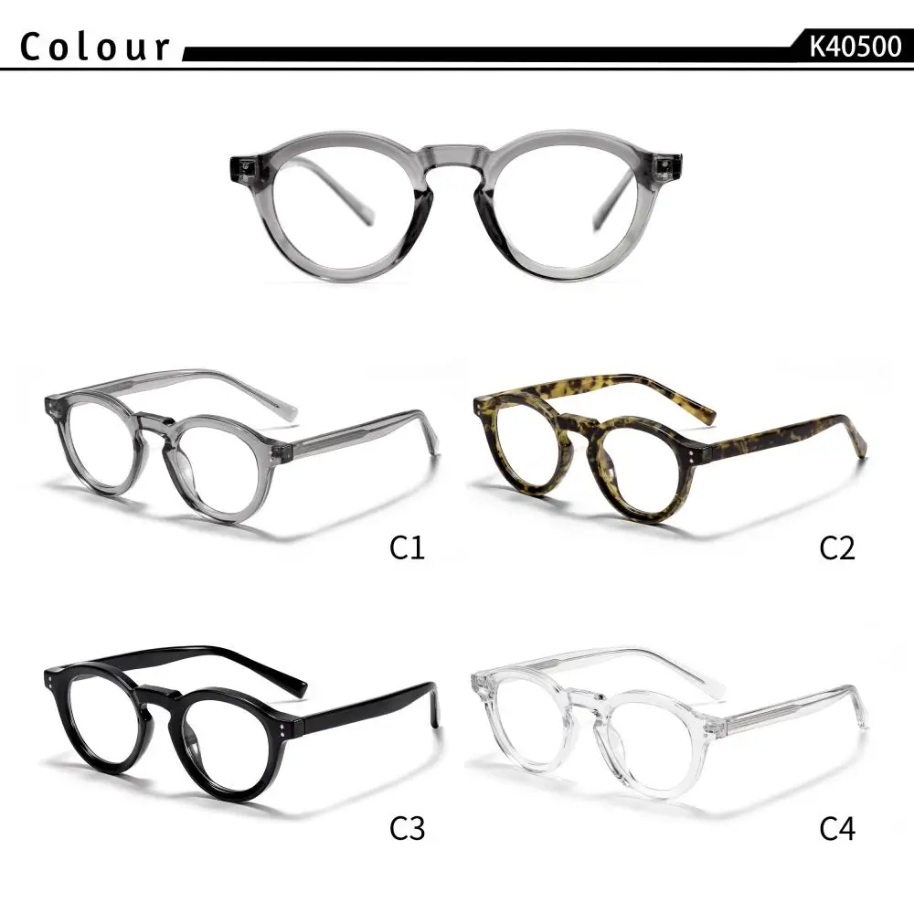 CATERSIDE Modische Herren-Anti-Blaulicht-Brille mit Rundrahmen und Zellulose-Propionat-Bügelspitzen für Damen, Dekorative Brille – Detail 3