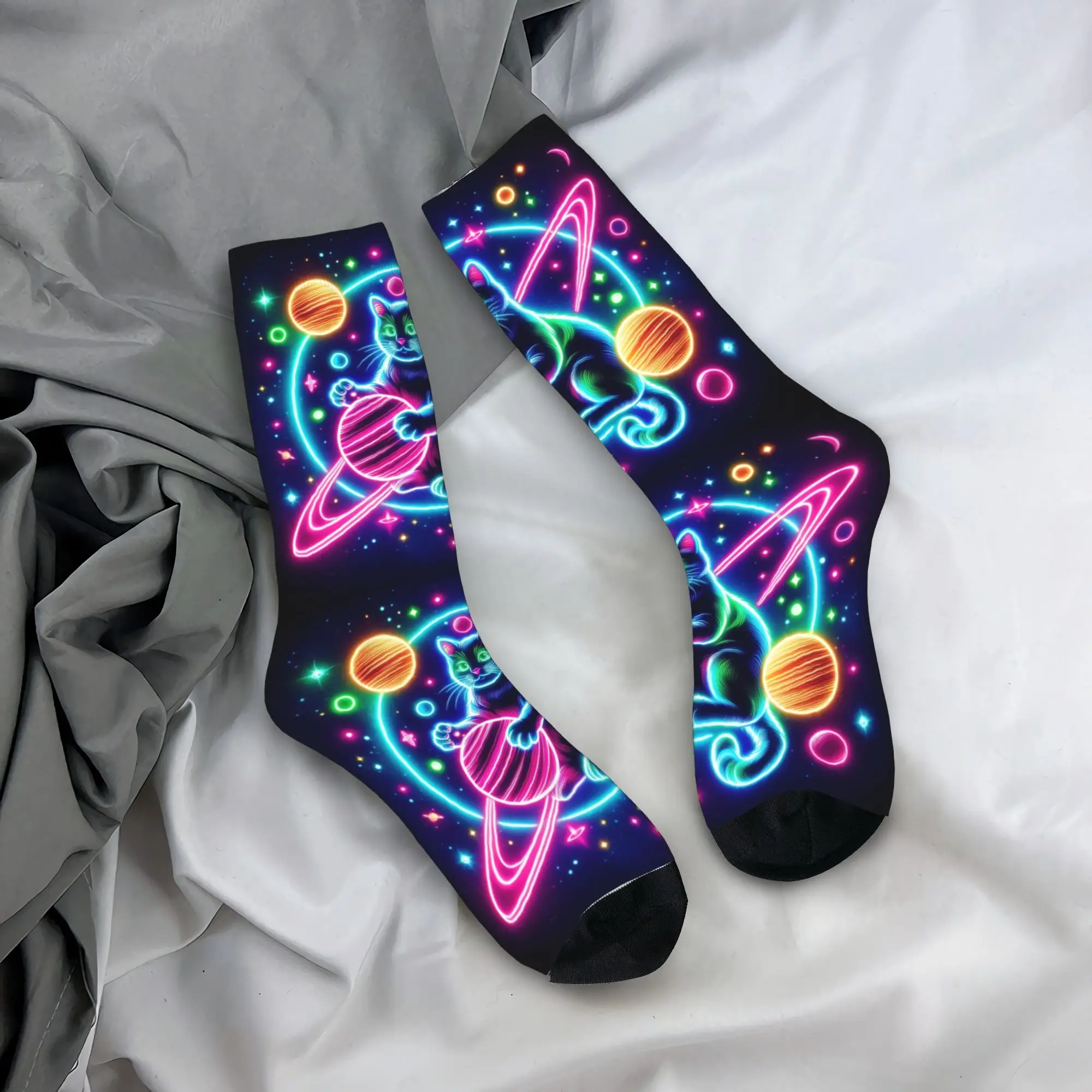Unisex Men Socks Cool Cat RAISEVERN  Stockings Winter Leisure Breathable Socks Custom Outdoor Anti Slip Socks