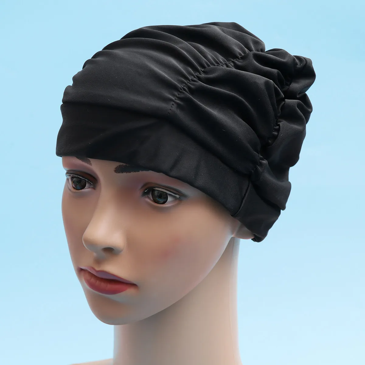 1Pcs Pleated Swim Cap Waterproof Women Ear Protector Blue Lightweight Eco Friendly Swimming Hat Beach Pool Women Swim Cap