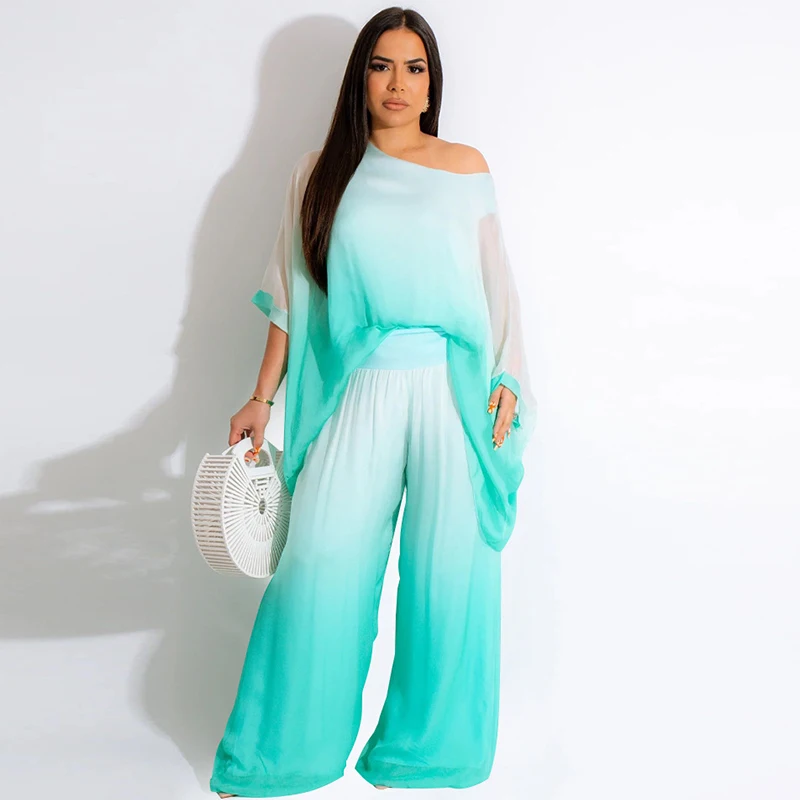 

Элегантные женские комплекты из двух предметов, женский костюм на день рождения Y2K, Свободный Топ с рукавом летучая мышь и брюки, подходящие комплекты для клуба