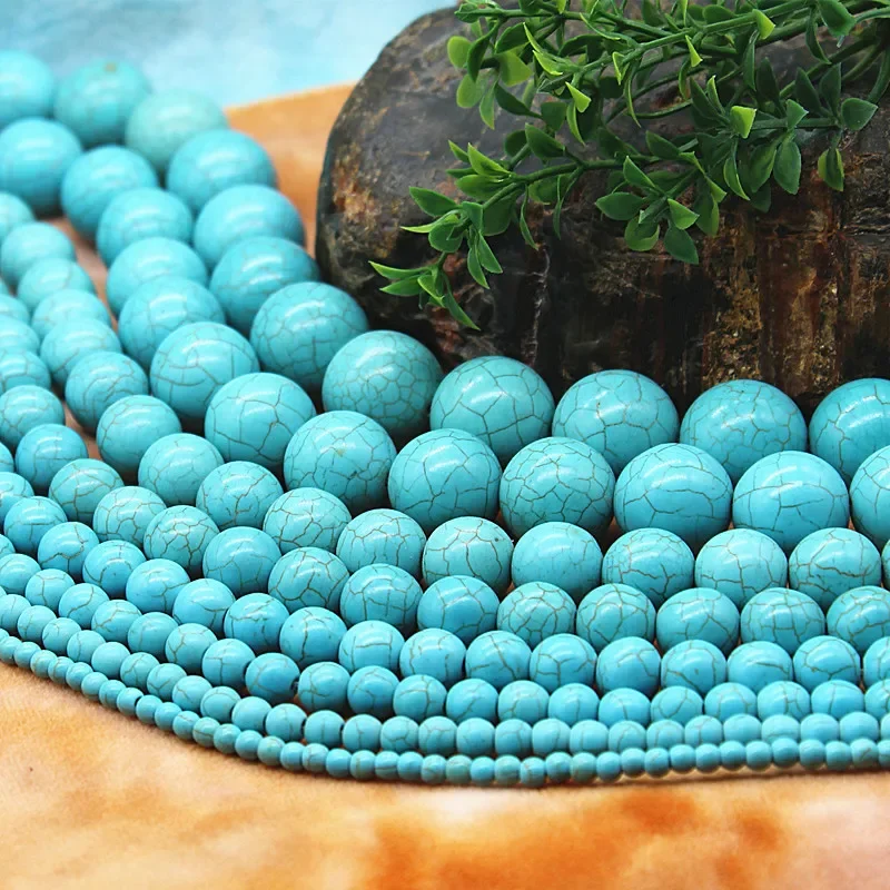 4~16mm Natural Blue Pine Stone Semi-precious Loose Spacer Beads for Charms Jewelry Making DIY Bracelet Necklace Accessories 39cm