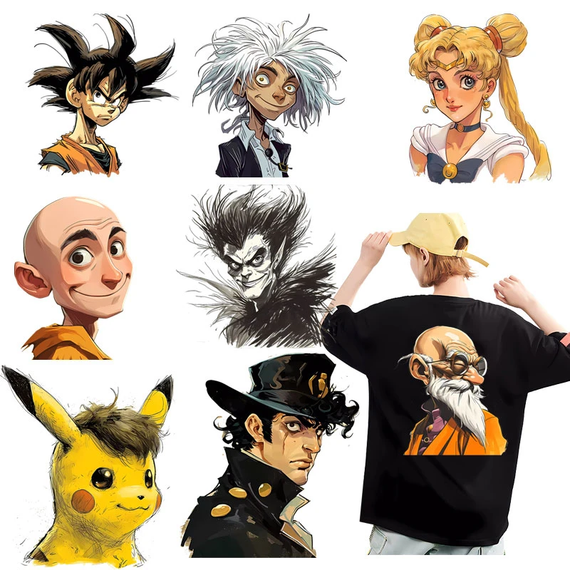 2 uds Dragon Ball ropa pegatina Son Goku parches Anime hierro en ropa parches corazón transferencia apliques pegatina térmica caliente