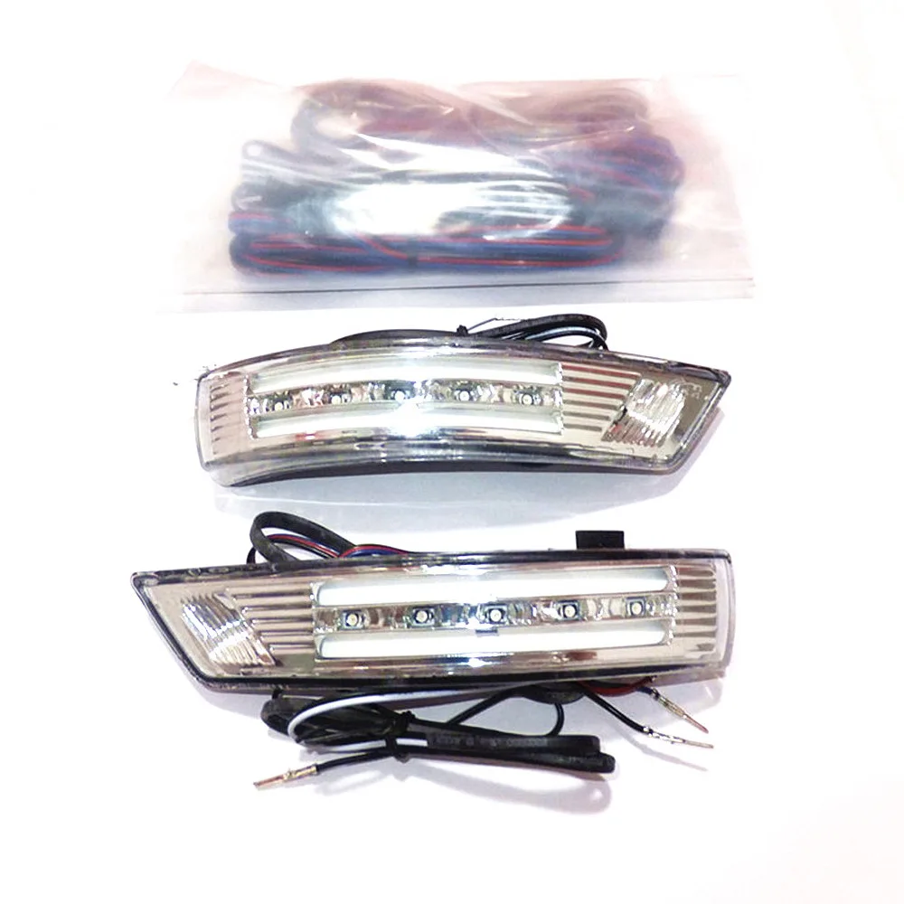 Car Rear-view Mirror Lights for Ford Focus III IV 2011-2018 (2015 Seden Unsutiable); LED DRL + Yellow Turn Signals + Foot Lamp