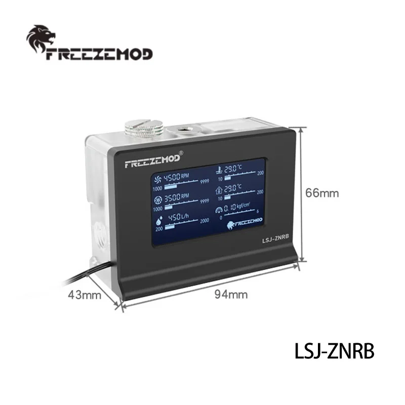 FREEZEMOD Intelligent Water Cooling System Monitor 2020 Temperature Flow Rate Air Pressure Water Pump PWM. LSJ-ZNRB