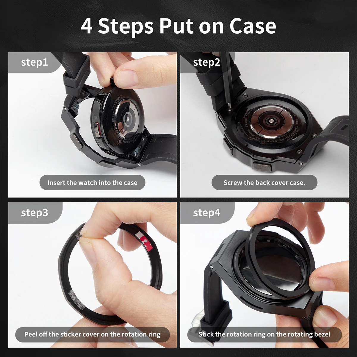 Modification Kit For Samsung Galaxy Watch 6 Classic 47mm Stainless Steel Metal Case Strap For Galaxy 6 Classic 43mm Rubber Band