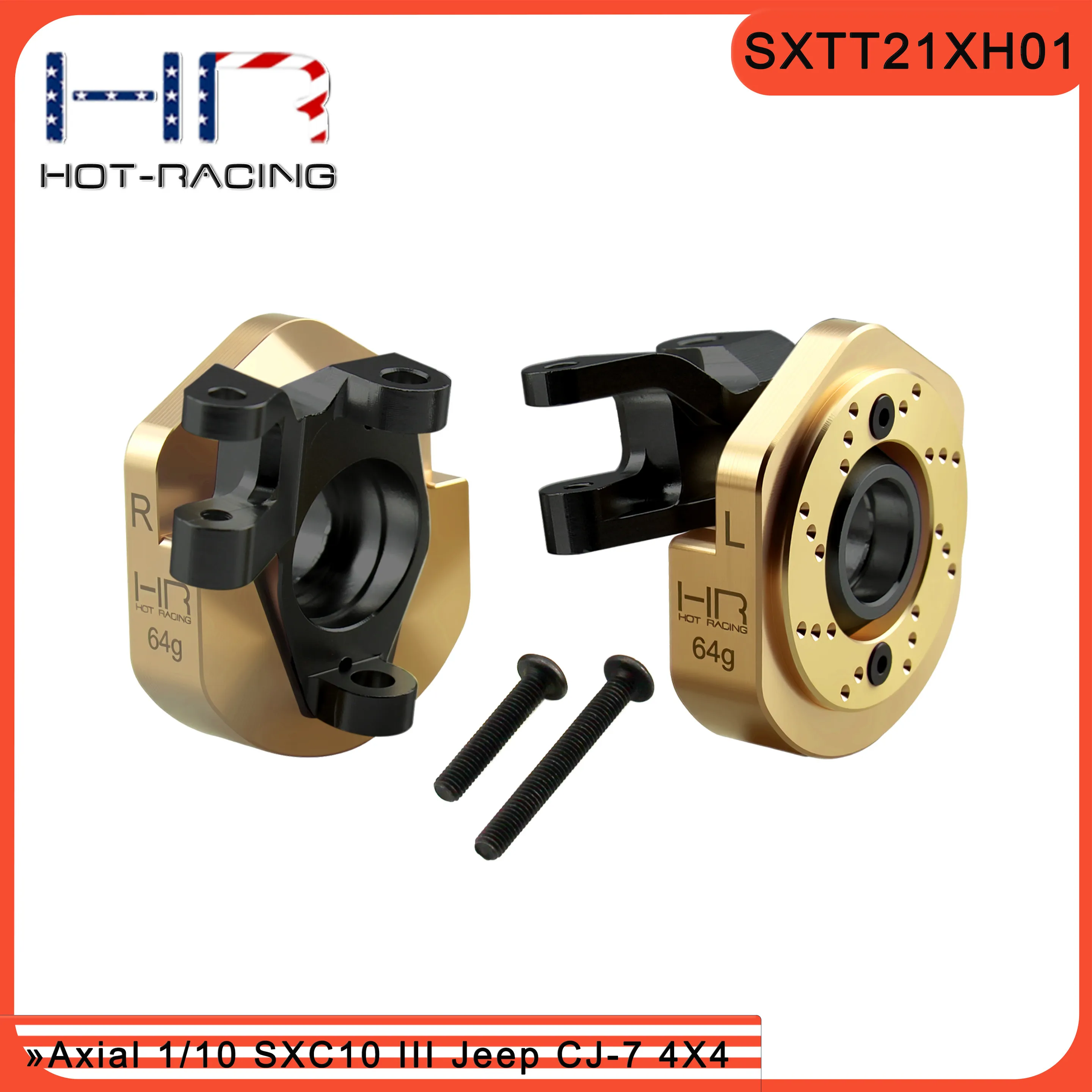 HR Axial 1/10 SCX10III Jeep CJ-7 Brass Front Axle Steering Knuckle – 64g Weight